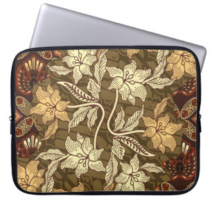 Indonesian batik motifs with flora and fauna patte laptop sleeve