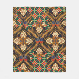 Indonesian batik motifs with very distinctive plan fleece blanket