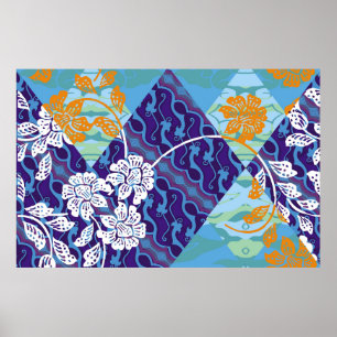 Indonesian batik motifs with very distinctive plan poster