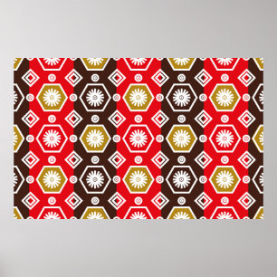Indonesian batik motifs with very distinctive plan poster