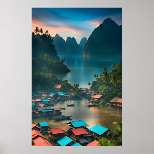 Indonesian Fishing Village Poster
