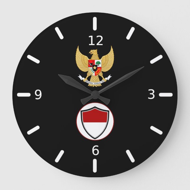Indonesian flag-emblem large clock (Front)