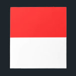 Indonesian Flag (Indonesia) Notepad<br><div class="desc">This design features the national flag of Indonesia, which is an island country in Southeast Asia and Oceania, between the Indian and Pacific Oceans. It is currently the fourteenth largest country in the world by land area, and is home to almost 300 million people, making it the world's fourth most...</div>
