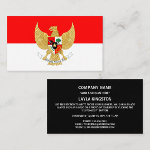 Indonesian Flag & National Emblem, Indonesia Business Card