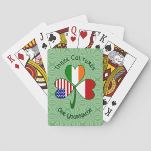 Indonesian Irish American Flag Shamrock Personal Playing Cards