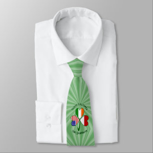 Indonesian Irish American Flag Shamrock Personal Tie