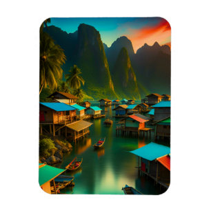 Indonesian Small Fishing Village Magnet