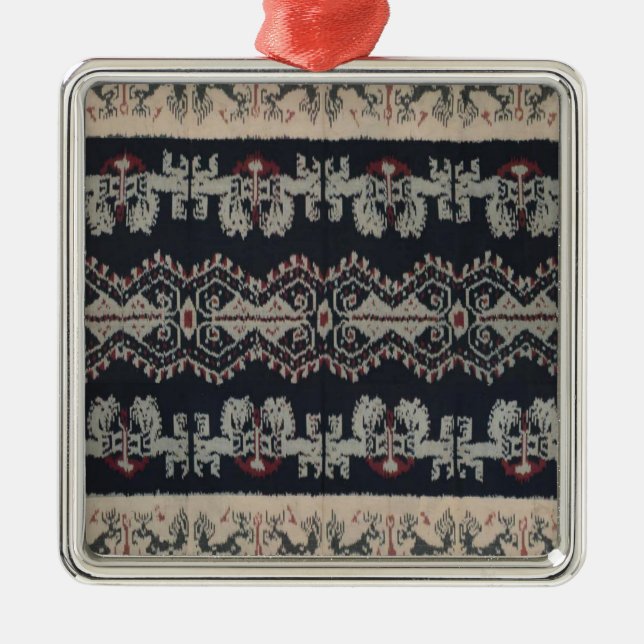 Indonesian Tribal Ikat Textiles Weavings Indonesia Metal Tree Decoration (Front)