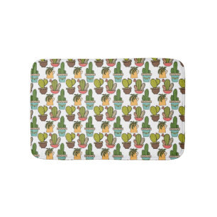 Indoor Cactus & Succulents In Pots Pattern Bath Mat