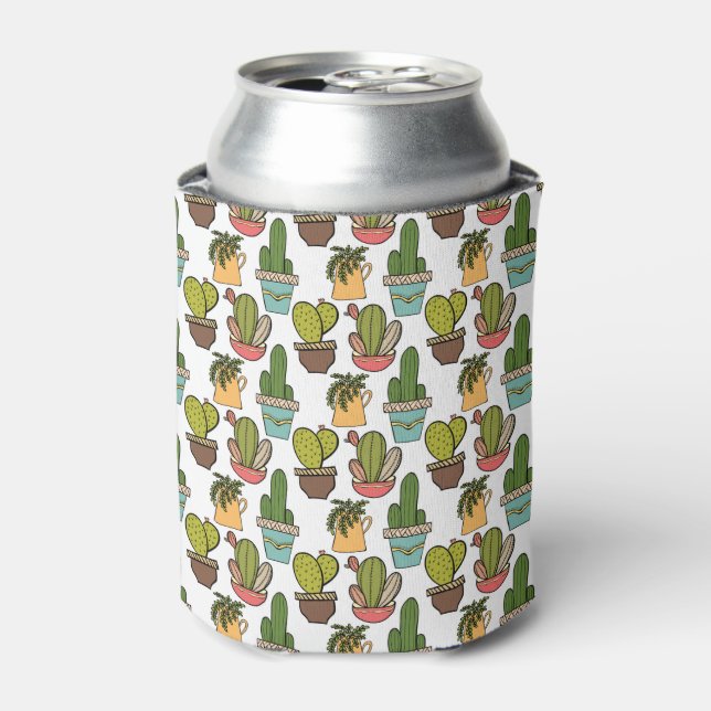Indoor Cactus & Succulents In Pots Pattern Can Cooler (Can Front)