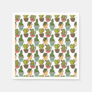 Indoor Cactus & Succulents In Pots Pattern Napkin