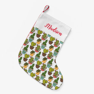 Indoor Cactus & Succulents In Pots Pattern Small Christmas Stocking