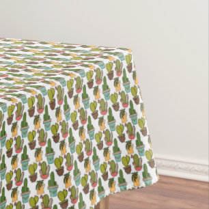 Indoor Cactus & Succulents In Pots Pattern Tablecloth