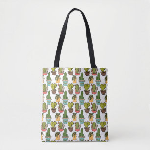 Indoor Cactus & Succulents In Pots Pattern Tote Bag