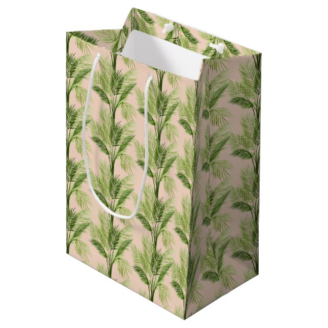 Indoor Oasis | Palm Tree Pattern Medium Gift Bag (Front Angled)