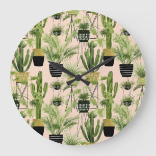 Indoor Oasis   Plant Lineup Pattern Large Clock