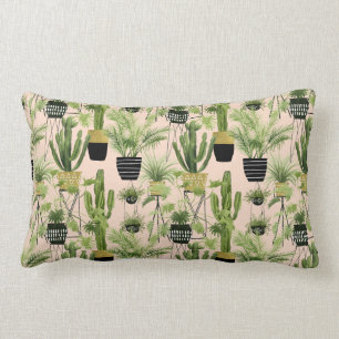 Indoor Oasis   Plant Lineup Pattern Lumbar Cushion