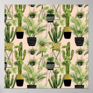 Indoor Oasis   Plant Lineup Pattern Poster