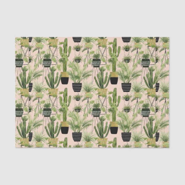 Indoor Oasis | Plant Lineup Pattern Tissue Paper (Front)