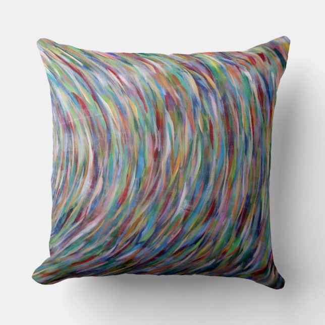 Indoor or Outdoor Pillow with Original Rainbow Art (Front)