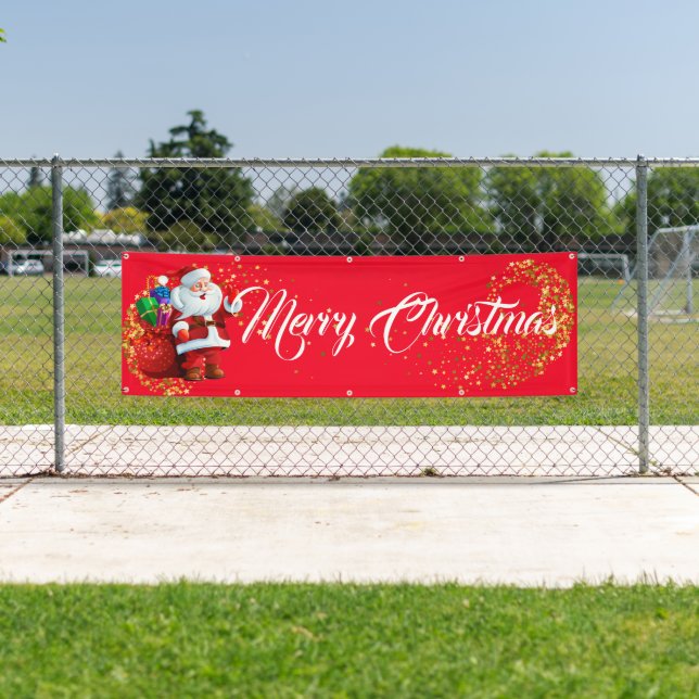 Indoor Outdoor Custom Banner-Merry Christmas Banner (Insitu)