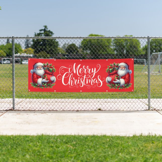 Indoor Outdoor Custom Banner-Merry Christmas Banner (Insitu)