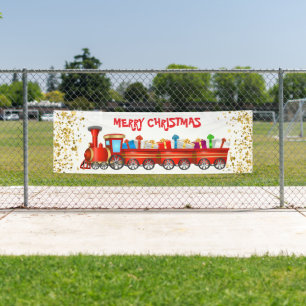 Indoor Outdoor Custom Banner-Merry Christmas Train Banner