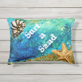 Indoor Outdoor Ocean Pillow- Nautilus and Sea Star Cushion