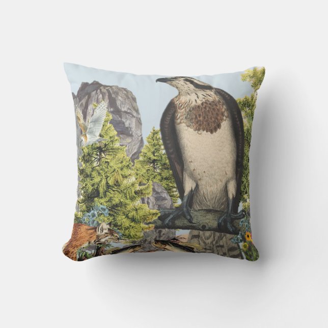 Indoor/Outdoor Osprey Throw Pillow/Customisable Cushion (Front)
