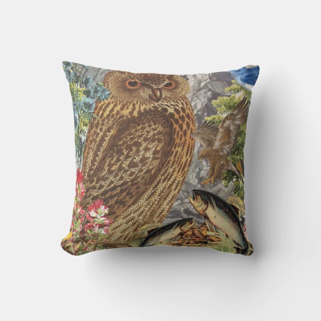 Indoor/Outdoor Owl Throw Pillow/Customisable Cushion (Front)