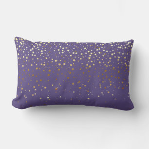 Indoor Petite Golden Stars Lumbar Pillow-Amestyst Cushion