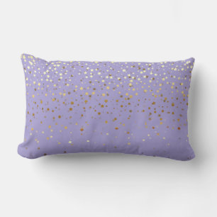 Indoor Petite Golden Stars Lumbar Pillow-Lavender Cushion