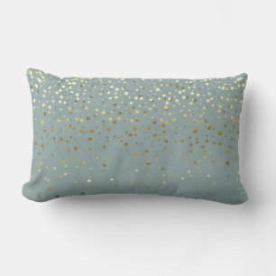 Indoor Petite Golden Stars Lumbar Pillow-Seafoam Cushion
