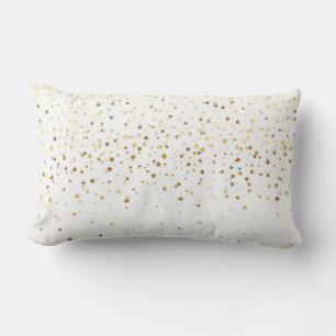 Indoor Petite Golden Stars Lumbar Pillow-White Cushion