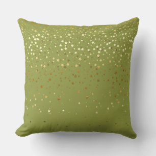 Indoor Petite Golden Stars Square Pillow-Olive Cushion