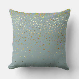 Indoor Petite Golden Stars Square Pillow-Seafoam Cushion