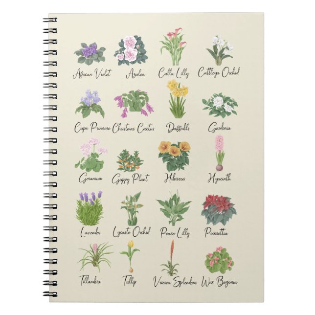 Indoor Plants and their Names - Plant Lovers Gift Notebook (Front)