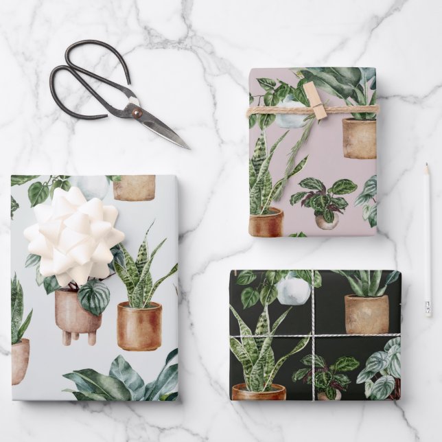 Indoor Plants Wrapping Paper Sheets (Front)