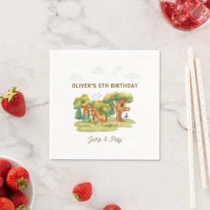 Indoor playground birthday party napkin