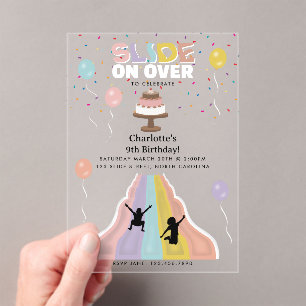 Indoor Slide Park Girls Playground Birthday Party Acrylic Invitations