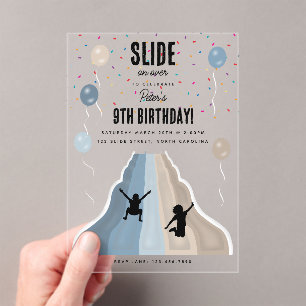 Indoor Slide Park Playground Boys Birthday Party Acrylic Invitations