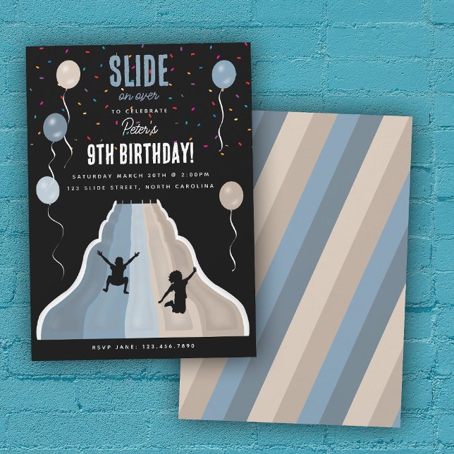Indoor Slide Park Playground Boys Birthday Party Invitation (Indoor Slide Park Playground Boys Birthday Party Invitation)