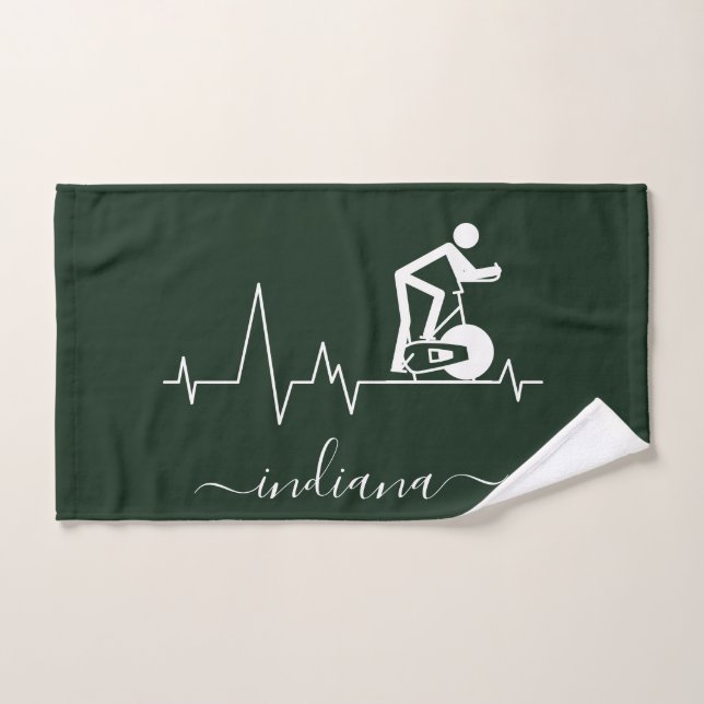 Indoor Spinning Cycle Heartbeat Bikers Hand Towel (Hand Towel)