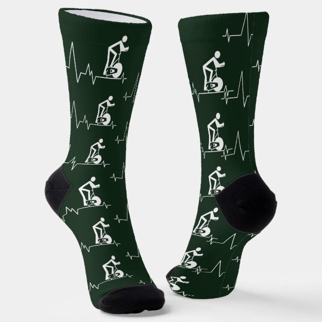 Indoor Spinning Cycle Heartbeat Bikers Socks (Angled)