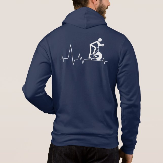 Indoor Spinning Cycle Heartbeat Personalised Dad Hoodie (Back)