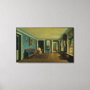 Indoors. Drawing Room with Columned Entresol Canvas Print