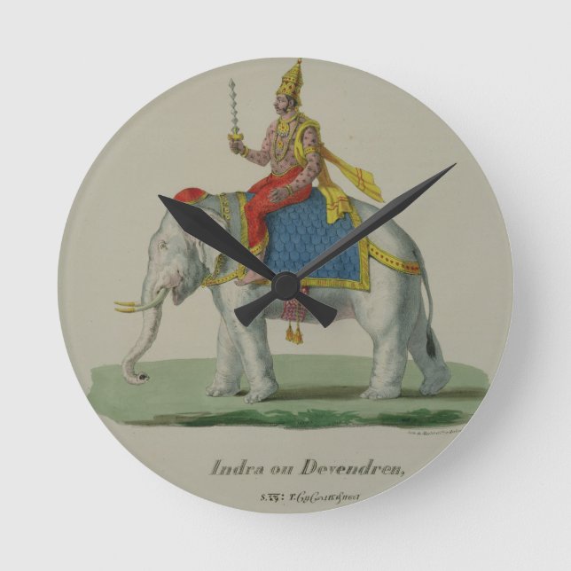 Indra, engraved by Marlet et Cie (colour litho) Round Clock (Front)