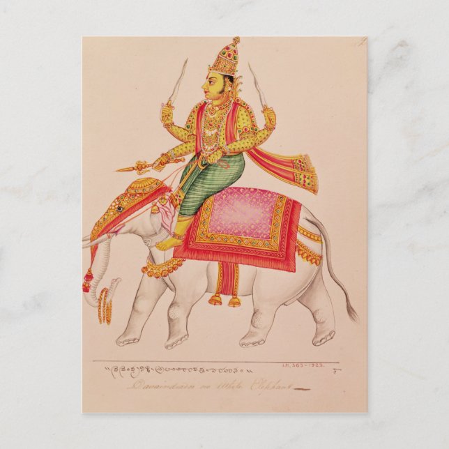 Indra, God of Storms, riding on an elephant Postcard (Front)