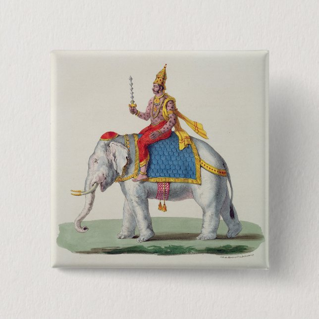 Indra or Devendra, from 'L'Inde francaise...', eng 15 Cm Square Badge (Front)
