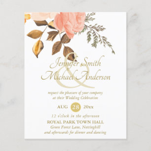 Indulgent Coral Gold Floral Bouquet Wedding Flower